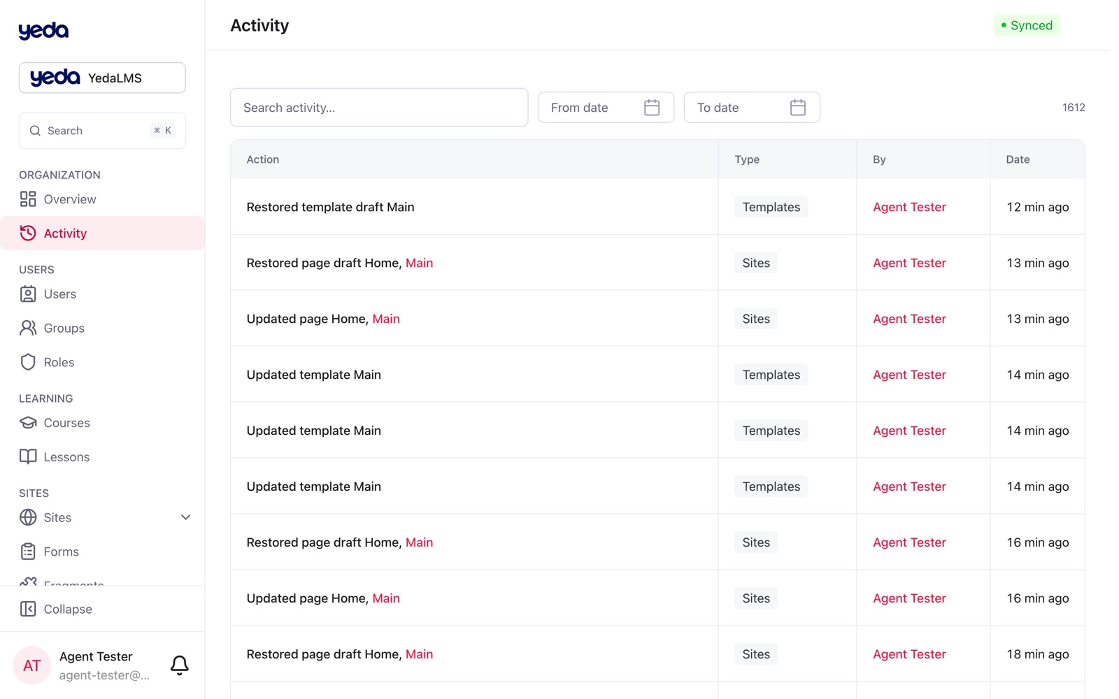 Your team: activity, invitations and sign-in